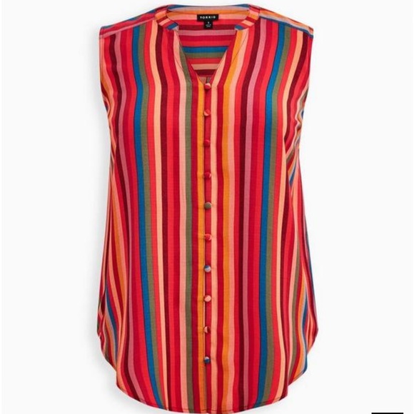 Harper Gauze Button-Front Sleeveless Blouse - Picture 2 of 7